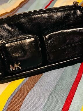Michael Kors Black Leather Dual Pocket Zip Wallet